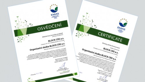 Získali jsme certifikát EMAS (Eco Management and Audit Scheme)