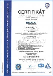 Block CRS - Certifikace