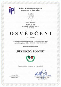 Block CRS - Certifikace